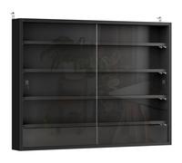 HOMCOM Vitrina de Pared Vitrina de Madera con Estantes Ajustables y 2 Puertas Correderas de Cristal 80x9,5x60 cm Negro Aosom España