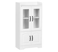 HomCom Vitrina estantería con puertas de vidrio, estante ajustable y cierre suave 60x30x116 Blanco