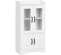 HOMCOM Vitrina de Salón Estantería Librería con Puertas de Vidrio Estante Ajustable y Bisagras de Cierre Suave para Estudio Oficina Dormitorio 60x30x116 cm Blanco