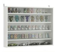 HOMCOM Vitrina Expositora para Colecciones de 5 Niveles, Vitrina de Pared, con Estantes Ajustables y 2 Puertas Correderas de Vidrio, para Perfumes, Figuras de Decoración, 80x9,5x60 cm, Blanco