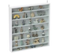 HOMCOM Vitrina Expositora para Colecciones de 7 Niveles, Vitrina de Pared, con Estantes Ajustables y 2 Puertas Correderas de Vidrio, para Perfumes, Figuras de Decoración, 80x9,5x83 cm, Blanco