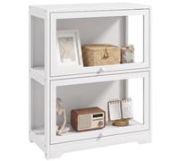 HOMCOM Vitrina Expositora para Colecciones de 2 Niveles, Vitrina con Puertas Abatibles de Acrílico, Anti-vuelco, Armario Auxiliar para Perfumes, Figuras de Decoración, 59,5x30x73 cm, Blanco