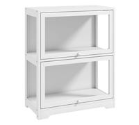 HOMCOM Vitrina Expositora para Colecciones de 2 Niveles 59,5x30x73cm Blanco | Vitrina con Puertas Abatibles de Acrílico, Anti-vuelco, Armario Auxiliar para Perfumes, Figuras de Decoración