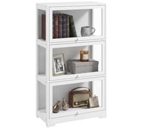 HOMCOM Vitrina Expositora para Colecciones de 3 Niveles, Vitrina con Puertas Abatibles de Acrílico, Anti-vuelco, Armario Auxiliar para Perfumes, Figuras de Decoración, 59x30x106 cm, Blanco
