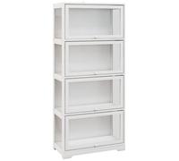 HOMCOM Vitrina de Coleccionista de 4 Niveles Armario Auxiliar con Puertas Abatibles de Acrílico Anti-vuelco Vitrina para Estudio Dormitorio Oficina 59x30x139 cm Blanco