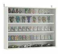 HOMCOM Vitrina Expositora para Colecciones de 5 Niveles, Vitrina de Pared, con Estantes Ajustables y 2 Puertas Correderas de Vidrio, para Perfumes, Figuras de Decoración, 80x9,5x60 cm, Blanco blanco
