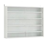 Homcom vitrina expositora para colecciones de 5 niveles, vitrina de pared, con estantes ajustables y 2 puertas correderas de vidrio, para perfumes, figuras de decoración, 80x9,5x60 cm, blanco