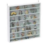 HOMCOM Vitrina Expositora para Colecciones de 7 Niveles, Vitrina de Pared, con Estantes Ajustables y 2 Puertas Correderas de Vidrio, para Perfumes, Figuras de Decoración, 80x9,5x83 cm, Blanco