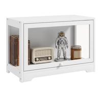 HOMCOM Vitrina Expositora para Colecciones, Vitrina con Puerta Abatible de Acrílico, Anti-vuelco, Armario Auxiliar para Perfumes, Figuras de Decoración, 59x30x40 cm, Blanco
