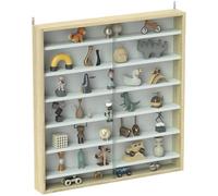 HOMCOM Vitrina Mural 7 Niveles con Puertas Vidrio 80x83cm Roble