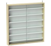 HOMCOM Vitrina para colecciones vitrina mural 80 x 9,5 x 83 cm 6 estantes regulables en altura 2 puertas correderas de vidrio