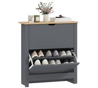 HOMCOM Zapatero 12 Pares, armario de zapatero estrecho con 2 cajones abatibles y estantes ajustables, estilo moderno, para pasillo, entrada, 72 x 26 x 80 cm, gris oscuro y roble