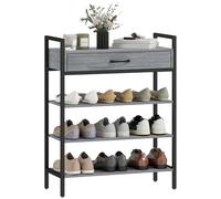 HOMCOM Zapatero 4 niveles Zapatero de metal con cajón Zapatero para 9 pares de zapatos Zapatero que ahorra espacio para pasillo, salón 70 x 30 x 87,6 cm Gris