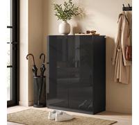 HOMCOM Zapatero ajustable con ventilación, puertas de alto brillo y cierre suave, capacidad para 15-20 pares, 72x34.5x103cm, cajonera para zapatos, color negro