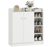 HOMCOM Zapatero Armario Madera Mueble Zapatero Gabinete 2 Puertas 4 Estantes