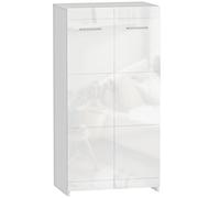 HOMCOM Zapatero Armario para Zapatos Moderno con Estantes Ajustables para 10 Pares de Zapatos 55x36x108 cm Blanco Brillo