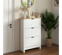 HOMCOM Zapatero Blanco Estrecho con 3 Cajones Abatibles 72x26x112 cm Blanco