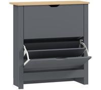 HOMCOM Zapatero con 2 compartimentos abatibles, separador ajustable para 8-12 pares de zapatos, 72 x 26 x 80 cm, gris oscuro