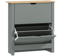 HOMCOM Zapatero con 2 compartimentos abatibles, separador ajustable para 8-12 pares de zapatos, 72 x 26 x 80 cm, Gris claro