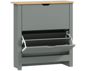 HOMCOM Zapatero con 2 compartimentos abatibles, separador ajustable para 8-12 pares de zapatos, 72 x 26 x 80 cm, Gris claro