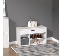 Homcom banco zapatero con asiento zapatero de entrada recibidor moderno con cajón estantes abiertos y 1 cojín para pasillo 80x30x47cm