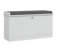 HOMCOM Zapatero con Asiento Moderno con Almacenaje Mueble Zapatero con de Madera con Estantes Ajustables y Cojín Acolchado para 8 de Zapatos 80x26x44, 5 cm