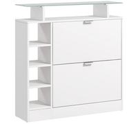 HOMCOM Zapatero con Cajones Abatibles Estantes Ajustables 89x25x92 cm Blanco