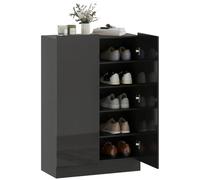 HOMCOM Zapatero de 2 Puertas Brillo con Cierre Suave Negro 72x34,5x103 cm | Zapatero Entrada Recibidor, Estantes Ajustables, Agujeros de Ventilación, para 20 Pares de Zapatos