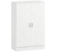 HOMCOM Zapatero de 2 Puertas con 6 Estantes Ajustables y Bisagras de Cierre Suave para 21 Pares de Madera Natural Aosom España