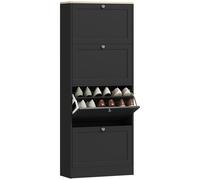 HOMCOM Zapatero de 24 , Zapatero Moderno con 4 Cajones Plegables y Estantes Ajustables, para Pasillo y Entrada, 60 .5 X 151 Cm, Negro