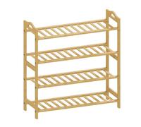 HOMCOM Zapatero de 4 Niveles para 12 Pares Zapatos 67,5x24,7x72 cm Natural | Estantería para Zapatos de Bambú, para Entrada Pasillo Dormitorio