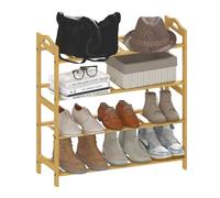 HOMCOM Zapatero de 4 Niveles para 12 Pares Zapatos 67,5x24,7x72 cm Natural | Estantería para Zapatos de Bambú, para Entrada Pasillo Dormitorio