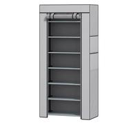 HOMCOM Zapatero de 7 Niveles Estrecho Acero con Funda Tela no Tejida Gris | 2 Bolsillos Laterales, Estantería para 14-21 Pares de Zapatos, para Recibidor, Entrada, Pasillo