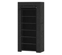 HOMCOM Zapatero de 7 Niveles Estrecho Acero con Funda Tela no Tejida Negro | 2 Bolsillos Laterales, Estantería para 14-21 Pares de Zapatos, para Recibidor, Entrada, Pasillo