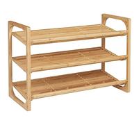 HOMCOM Zapatero de Bambú de 3 Niveles para 9 Pares de Zapatos 76x33x51cm Natural Madera natural 76x33x51 cm