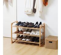 HOMCOM Zapatero de Bambú de 3 Niveles para 9 Pares de Zapatos 76x33x51cm Natural Madera natural 76x33x51 cm
