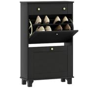 HOMCOM Zapatero Estrecho 2 cajones abatibles estantes Ajustables Negro | Zapatero moderno, para entrada, pasillo, sostiene 8 pares