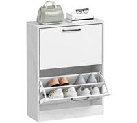 Homcom zapatero estrecho 2 puertas de alto brillo, zapatero entrada recibidor, estantes ajustables, diseño mármol, para 8 pares de zapatos, para pasillo, espacios reducidos, 60x24x80 cm, blanco 60 cm