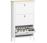 HOMCOM Zapatero Estrecho 4 Puertas, Zapatero Entrada Recibidor, Estantes Ajustables, Tiradores de PU, para 20 Pares de Zapatos, para Pasillo, Espacios Reducidos, 80x24x131 cm, Blanco