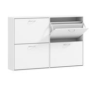 HomCom Mueble zapatero estrecho 4 puertas – Cajones abatibles, 16-24 pares, 120x24x81 cm, blanco