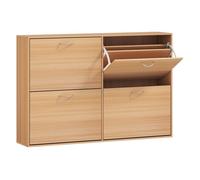 HOMCOM Zapatero Estrecho con 4 Puertas Estantes Ajustables para 16-24 Pares de Zapatos 120x24x81 cm Natural cafe ligero 120x24x81 cm