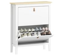 HOMCOM Zapatero Estrecho 4 Puertas, Zapatero Entrada Recibidor, Estantes Ajustables, Tiradores de PU, para 20 Pares de Zapatos Blanco 80x24x95.5 cm