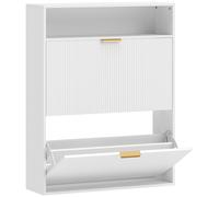 HOMCOM Zapatero Estrecho con 2 Compartimentos Abatibles Y Estante Superior para Pasillo Y Entrada Blanco Aosom España