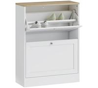 HOMCOM Zapatero Estrecho con 2 Puertas 12 Pares 60x23,5x80 cm Blanco | Zapatero Entrada Recibidor, con Estantes Ajustables