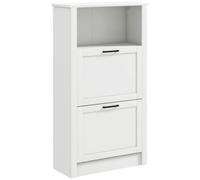 Homcom zapatero estrecho con 2 puertas abatibles zapatero entrada recibidor con estantes ajustables y compartimento abierto para 10 pares de zapatos 58x24x105 cm blanco 58 cm