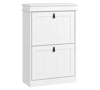 HOMCOM Mueble Zapatero Blanco Zapatero Estrecho con 2 Puertas Abatibles y Estantes Ajustables para 10 Pares de Zapatos para Recibidor Pasillo 54x24x82,5 cm