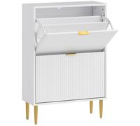 HOMCOM Zapatero Estrecho con 2 Puertas Acanaladas con Estantes Ajustables para 12 Pares de Zapatos 60x24x91,5 cm Blanco Aosom España