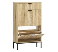 Homcom zapatero estrecho con 2 puertas zapatero entrada recibidor con cajón y estantes ajustables para 8 pares de zapatos 60x24x105,5 cm roble