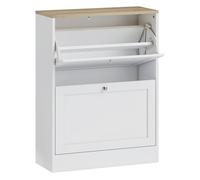 HOMCOM Zapatero Estrecho con 2 Puertas 12 Pares 60x23,5x80 cm Blanco