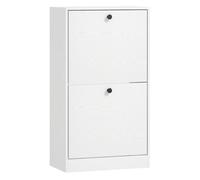HOMCOM Zapatero Estrecho con 2 Puertas, Zapatero Entrada Recibidor con Estantes Ajustables, para 8 Pares de Zapatos, 47x26x85 cm, Blanco Veteado